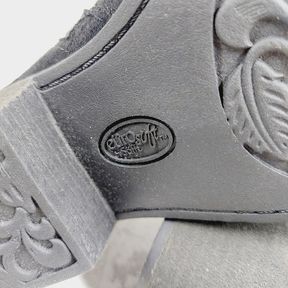 NEW Eurosoft Adeah Ruched Black Suede Leather Elastic Gore Ankle Boots O586 - Picture 10 of 13